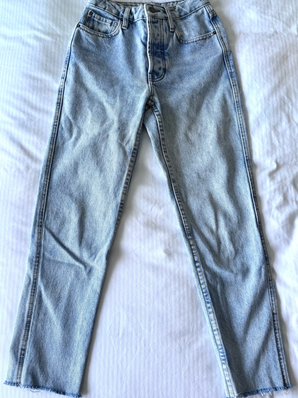Sezane High Rise Light Blue Straight Jeans